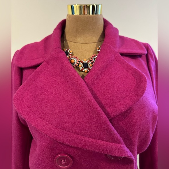 Metrostyle  Pink Pea Coat. Doublee Breasted. Large Cuffed & Buttons Sleeve Sz 8 - Picture 7 of 15